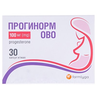 ПРОГИНОРМ ОВО капсули м’які по 100 мг, по 15 капсул м’яких у блістері; по 2 блістери у пачці